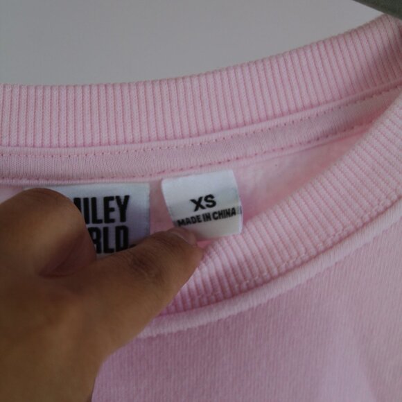 Women's Pink Smiley World Pullover with Happy Face Design Size XS - Picture 6 of 10